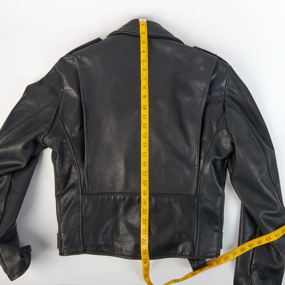 Brooks Black Leather Brando Motorcycle Jacket SIze 40 Made in USA Talon … - Picture 16 of 16